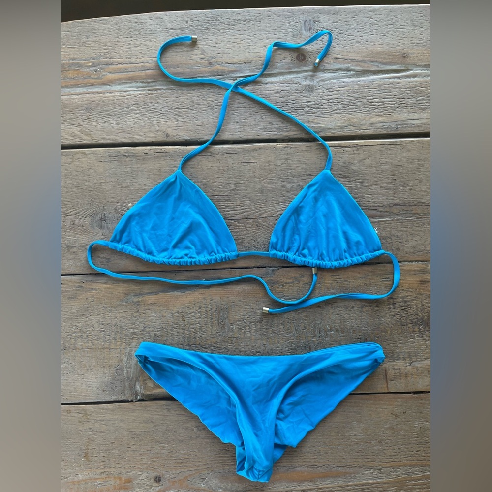 Vitamin A The Classic Triangle Top - Aegean Blue EcoLux & bottoms